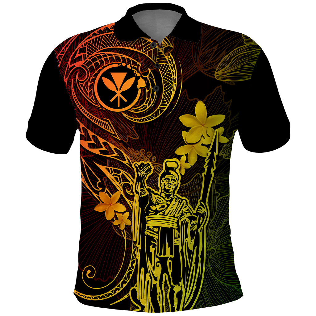 Hawaii Polo Shirt King Kamehameha Mix Polynesian Plumeria Reggae Version - Wonder Print Shop