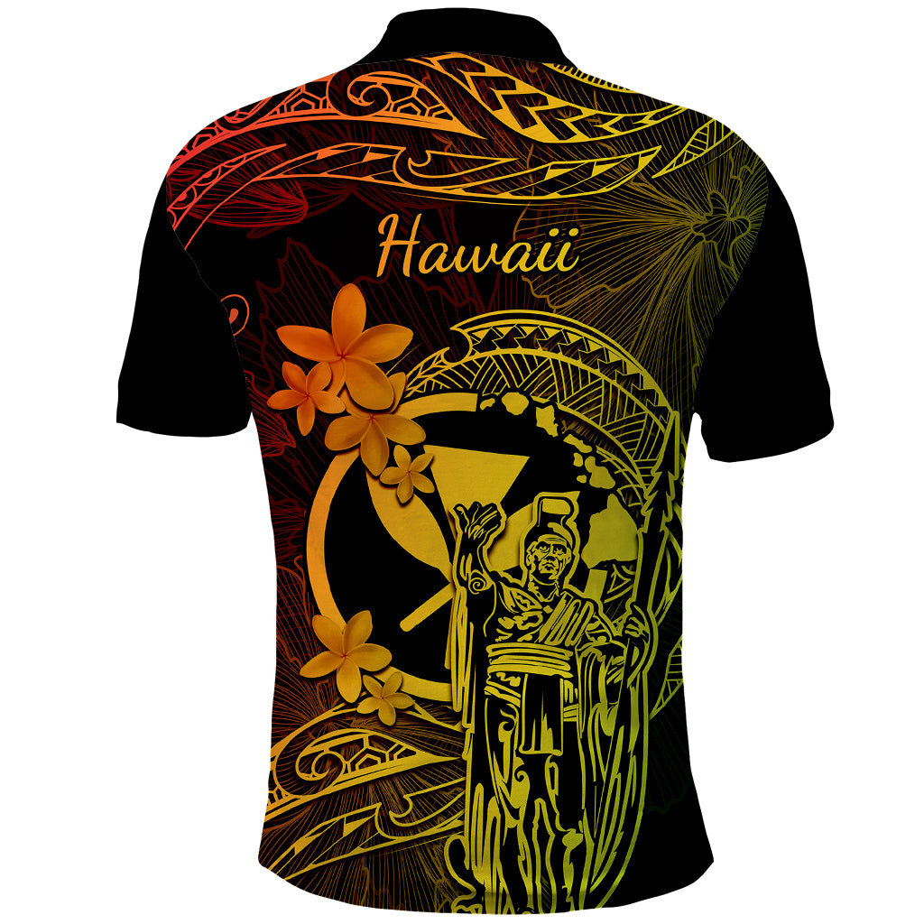 Hawaii Polo Shirt King Kamehameha Mix Polynesian Plumeria Reggae Version - Wonder Print Shop