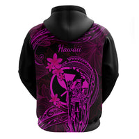 Hawaii Hoodie King Kamehameha Mix Polynesian Plumeria Pink Version - Wonder Print Shop