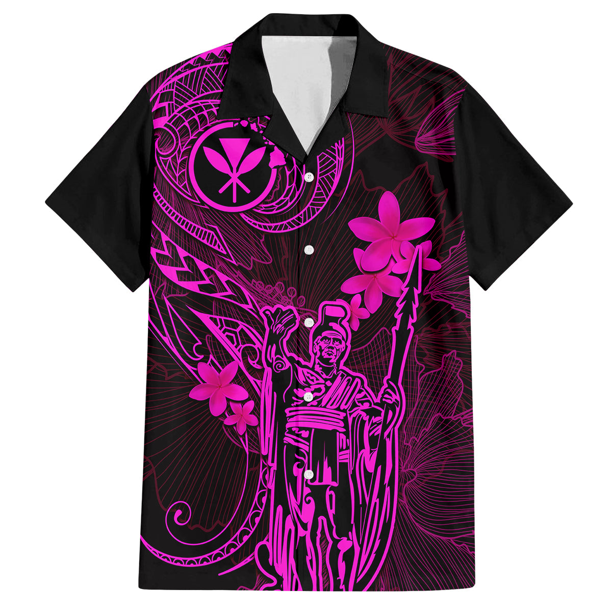 Hawaii Kid Hawaiian Shirt King Kamehameha Mix Polynesian Plumeria Pink Version - Wonder Print Shop