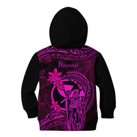 Hawaii Kid Hoodie King Kamehameha Mix Polynesian Plumeria Pink Version - Wonder Print Shop