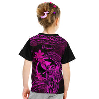 Hawaii Kid T Shirt King Kamehameha Mix Polynesian Plumeria Pink Version - Wonder Print Shop