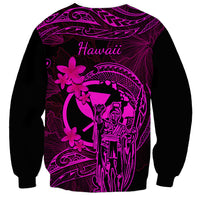 Hawaii Sweatshirt King Kamehameha Mix Polynesian Plumeria Pink Version - Wonder Print Shop