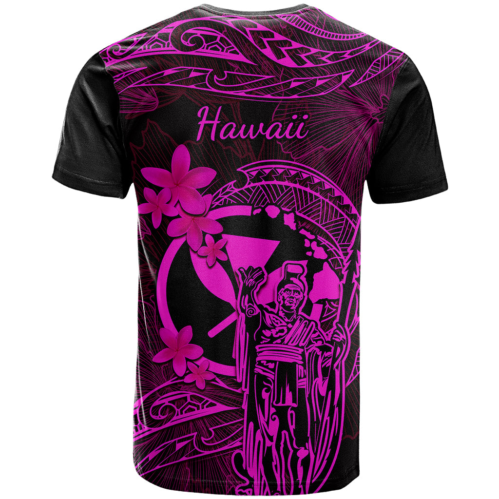 Hawaii T Shirt King Kamehameha Mix Polynesian Plumeria Pink Version - Wonder Print Shop