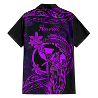 Hawaii Family Matching Mermaid Dress and Hawaiian Shirt King Kamehameha Mix Polynesian Plumeria Purple Version - Wonder Print Shop