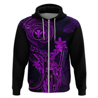 Hawaii Hoodie King Kamehameha Mix Polynesian Plumeria Purple Version - Wonder Print Shop