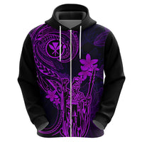 Hawaii Hoodie King Kamehameha Mix Polynesian Plumeria Purple Version - Wonder Print Shop