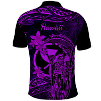 Hawaii Polo Shirt King Kamehameha Mix Polynesian Plumeria Purple Version - Wonder Print Shop