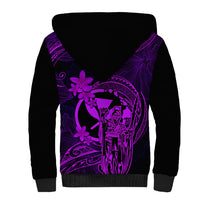 Hawaii Sherpa Hoodie King Kamehameha Mix Polynesian Plumeria Purple Version - Wonder Print Shop