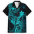 Hawaii Kid Hawaiian Shirt King Kamehameha Mix Polynesian Plumeria Turquoise Version - Wonder Print Shop