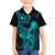 Hawaii Kid Hawaiian Shirt King Kamehameha Mix Polynesian Plumeria Turquoise Version - Wonder Print Shop