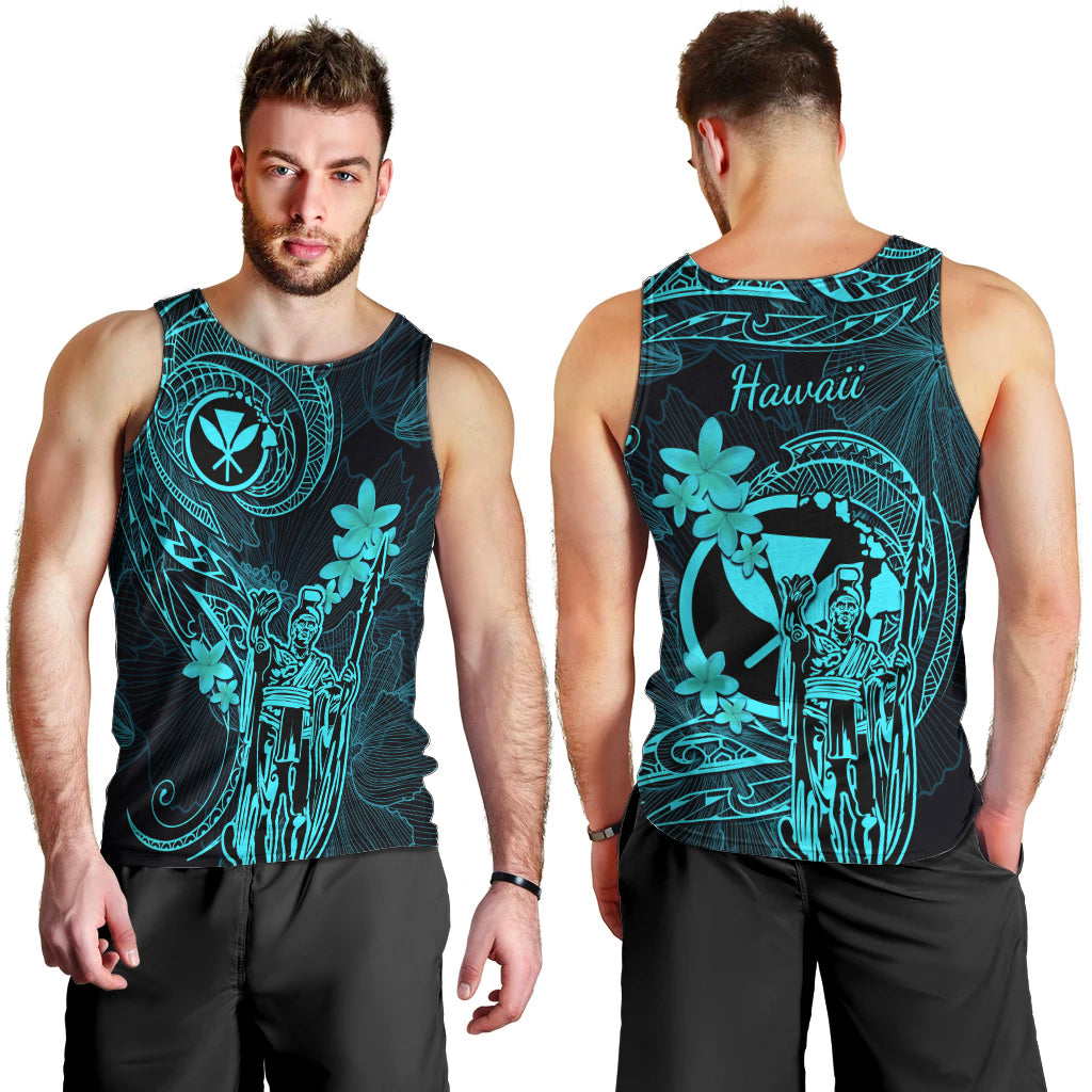 hawaii-men-tank-top-king-kamehameha-mix-polynesian-plumeria-turquoise-version