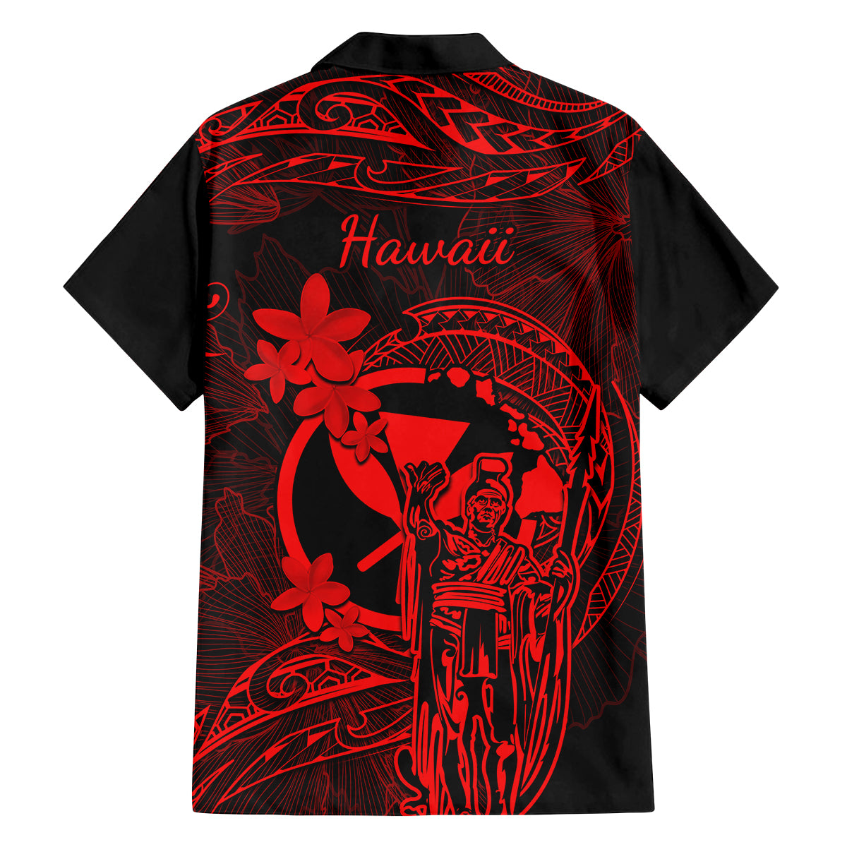 Hawaii Family Matching Short Sleeve Bodycon Dress and Hawaiian Shirt King Kamehameha Mix Polynesian Plumeria Red Version - Wonder Print Shop