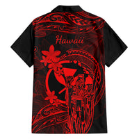 Hawaii Family Matching Tank Maxi Dress and Hawaiian Shirt King Kamehameha Mix Polynesian Plumeria Red Version - Wonder Print Shop