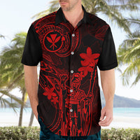 Hawaii Hawaiian Shirt King Kamehameha Mix Polynesian Plumeria Red Version - Wonder Print Shop