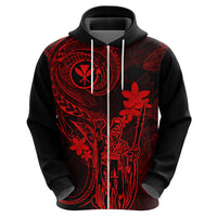 Hawaii Hoodie King Kamehameha Mix Polynesian Plumeria Red Version - Wonder Print Shop
