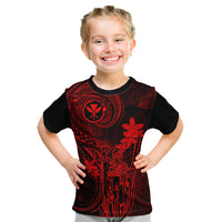 Hawaii Kid T Shirt King Kamehameha Mix Polynesian Plumeria Red Version - Wonder Print Shop