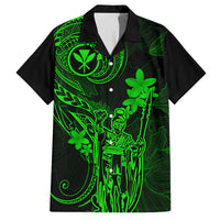 Hawaii Kid Hawaiian Shirt King Kamehameha Mix Polynesian Plumeria Green Version - Wonder Print Shop