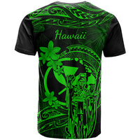 Hawaii T Shirt King Kamehameha Mix Polynesian Plumeria Green Version - Wonder Print Shop