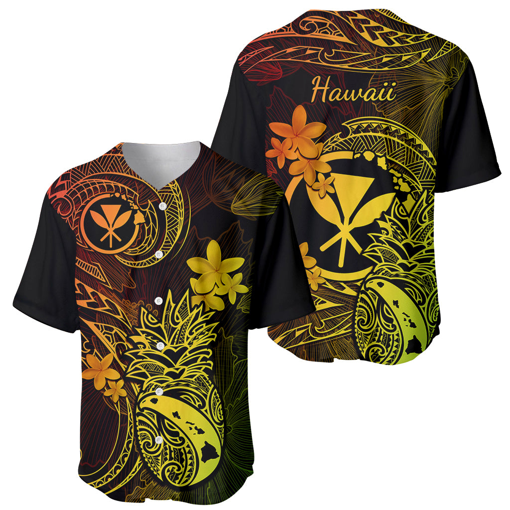 Hawaii Baseball Jersey Pineapple Mix Polynesian Plumeria Reggae Version - Wonder Print Shop