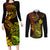 Hawaii Couples Matching Long Sleeve Bodycon Dress and Long Sleeve Button Shirts Pineapple Mix Polynesian Plumeria Reggae Version - Wonder Print Shop