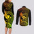 Hawaii Couples Matching Long Sleeve Bodycon Dress and Long Sleeve Button Shirts Pineapple Mix Polynesian Plumeria Reggae Version - Wonder Print Shop