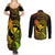 Hawaii Couples Matching Summer Maxi Dress and Long Sleeve Button Shirts Pineapple Mix Polynesian Plumeria Reggae Version - Wonder Print Shop