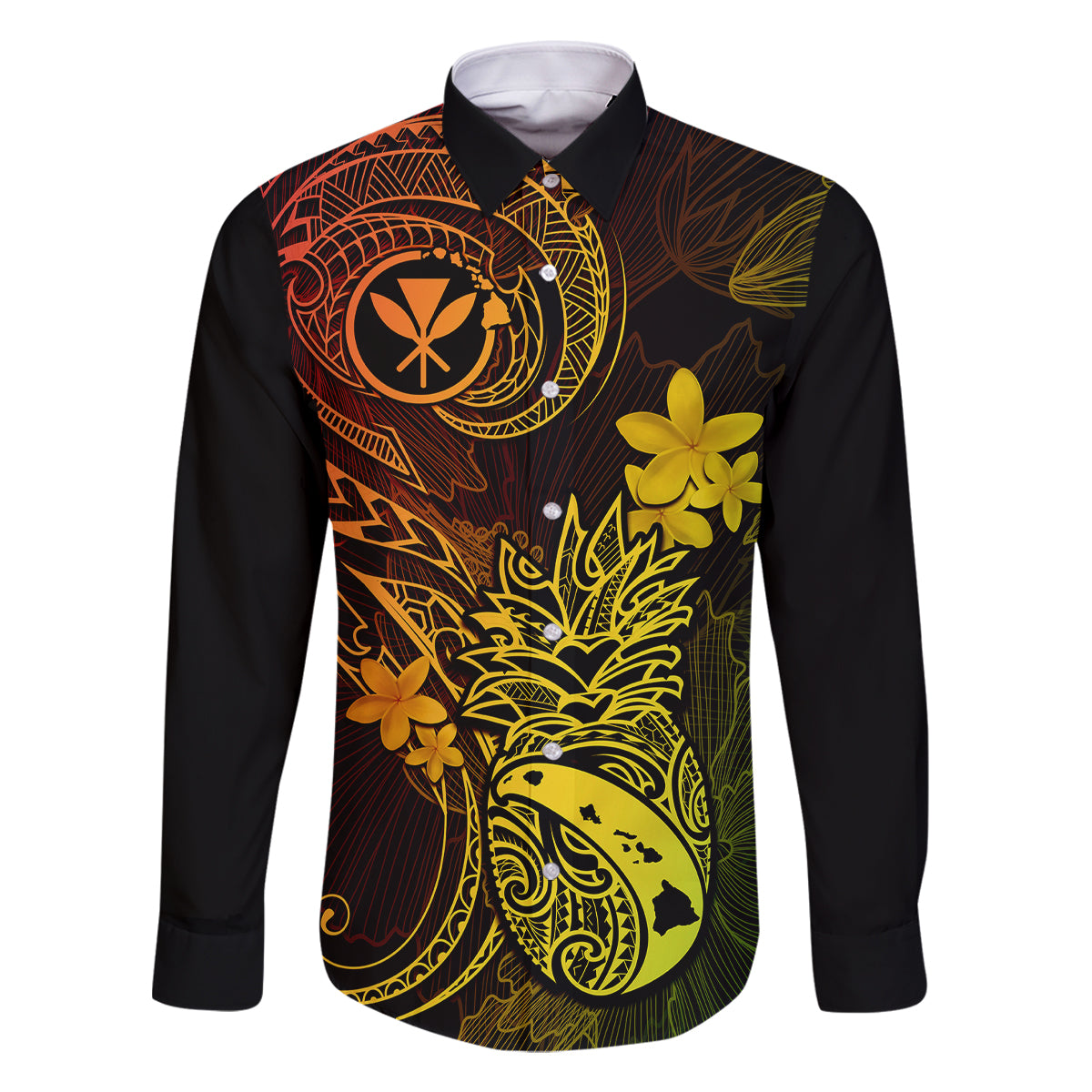 Hawaii Family Matching Long Sleeve Bodycon Dress and Hawaiian Shirt Pineapple Mix Polynesian Plumeria Reggae Version - Wonder Print Shop