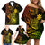 Hawaii Family Matching Off Shoulder Short Dress and Hawaiian Shirt Pineapple Mix Polynesian Plumeria Reggae Version - Wonder Print Shop