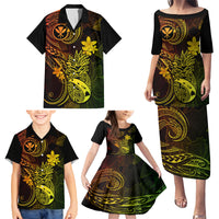 Hawaii Family Matching Puletasi Dress and Hawaiian Shirt Pineapple Mix Polynesian Plumeria Reggae Version - Wonder Print Shop