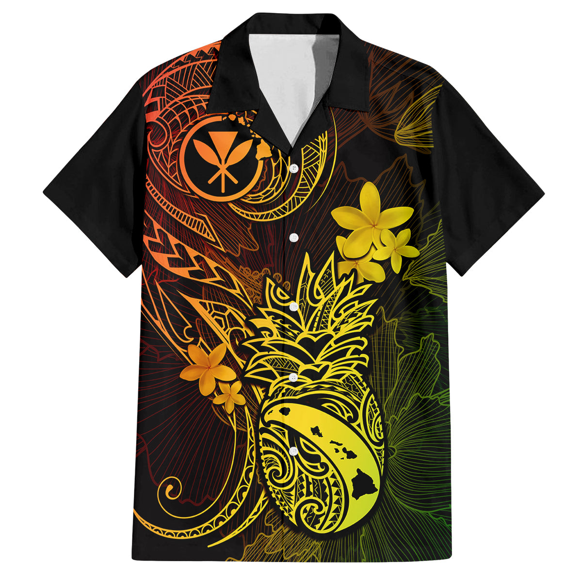 Hawaii Family Matching Short Sleeve Bodycon Dress and Hawaiian Shirt Pineapple Mix Polynesian Plumeria Reggae Version - Wonder Print Shop