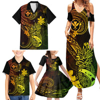 Hawaii Family Matching Summer Maxi Dress and Hawaiian Shirt Pineapple Mix Polynesian Plumeria Reggae Version - Wonder Print Shop
