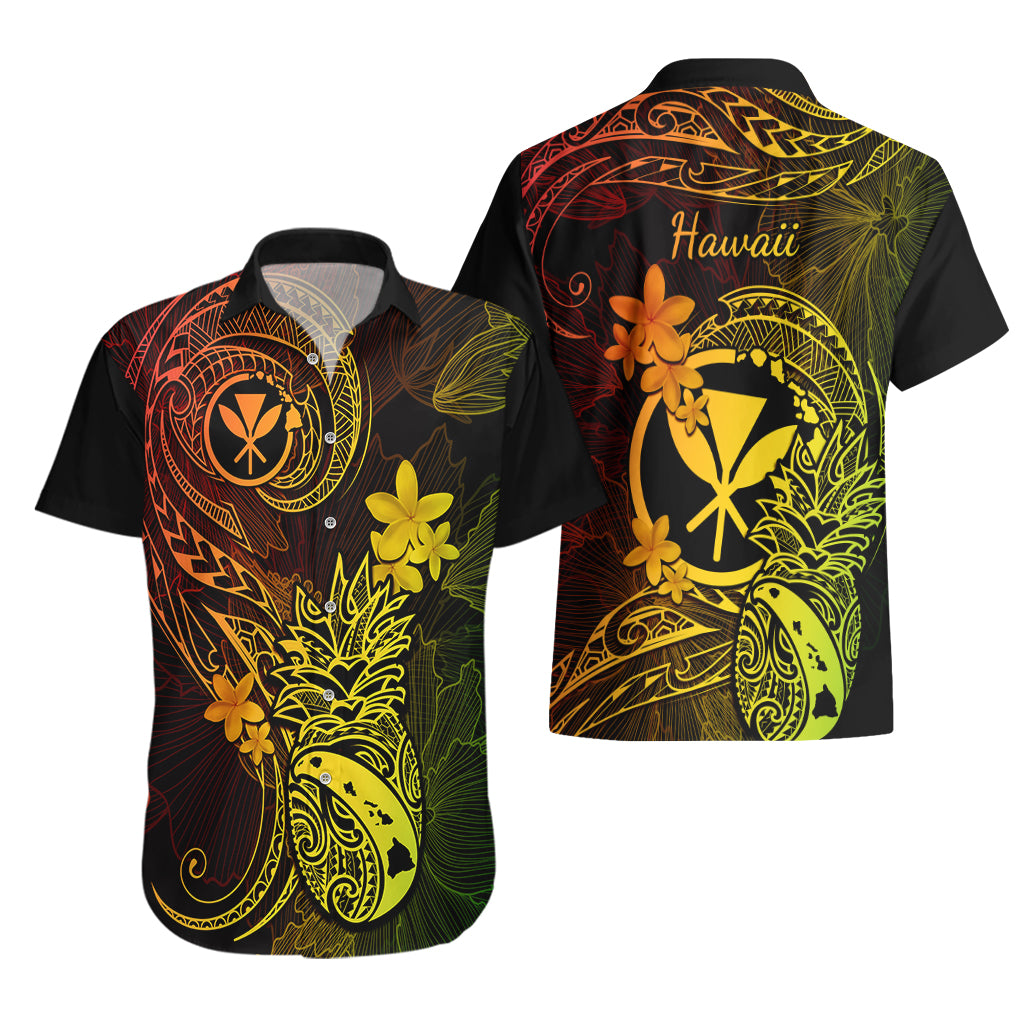 Hawaii Hawaiian Shirt Pineapple Mix Polynesian Plumeria Reggae Version - Wonder Print Shop