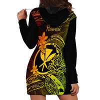 Hawaii Hoodie Dress Pineapple Mix Polynesian Plumeria Reggae Version - Wonder Print Shop