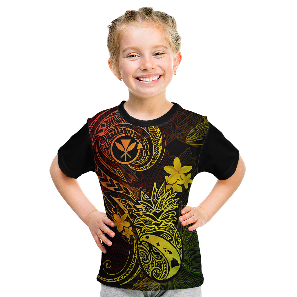Hawaii Kid T Shirt Pineapple Mix Polynesian Plumeria Reggae Version - Wonder Print Shop