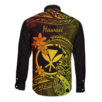 Hawaii Long Sleeve Button Shirt Pineapple Mix Polynesian Plumeria Reggae Version - Wonder Print Shop