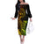 Hawaii Off The Shoulder Long Sleeve Dress Pineapple Mix Polynesian Plumeria Reggae Version - Wonder Print Shop