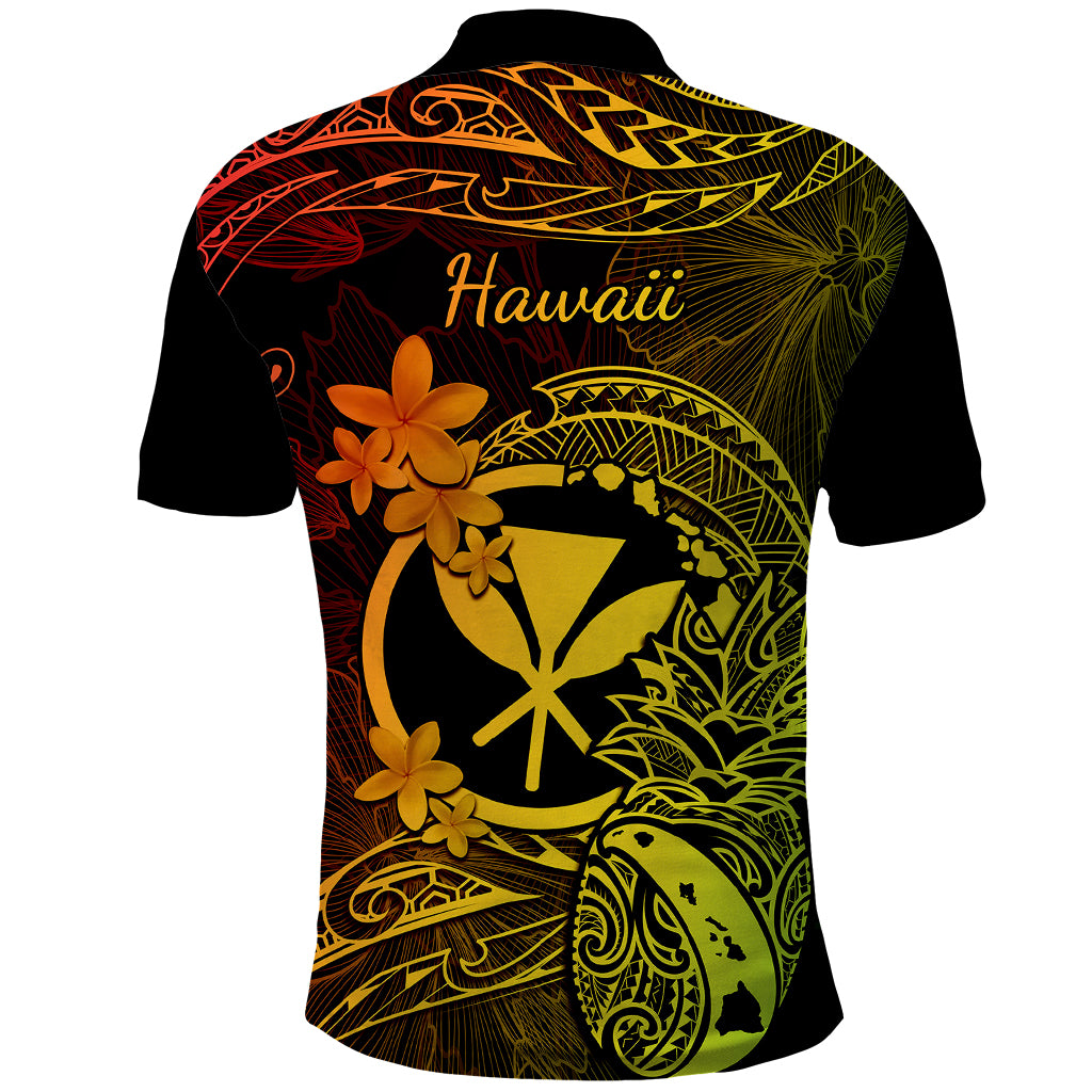 Hawaii Polo Shirt Pineapple Mix Polynesian Plumeria Reggae Version - Wonder Print Shop