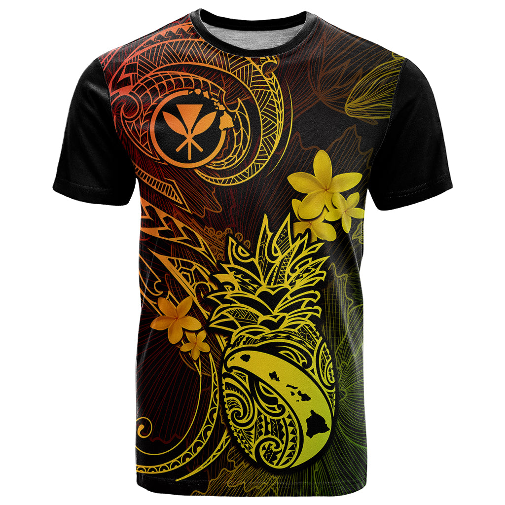 Hawaii T Shirt Pineapple Mix Polynesian Plumeria Reggae Version - Wonder Print Shop