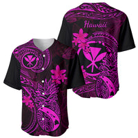 Hawaii Baseball Jersey Pineapple Mix Polynesian Plumeria Pink Version - Wonder Print Shop