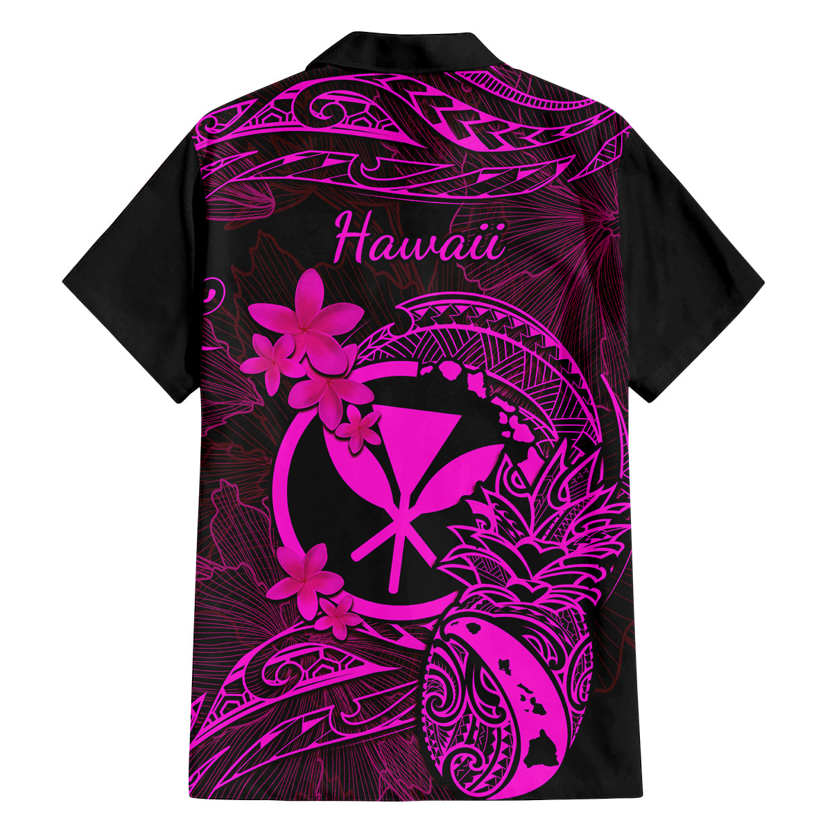 Hawaii Family Matching Mermaid Dress and Hawaiian Shirt Pineapple Mix Polynesian Plumeria Pink Version - Wonder Print Shop