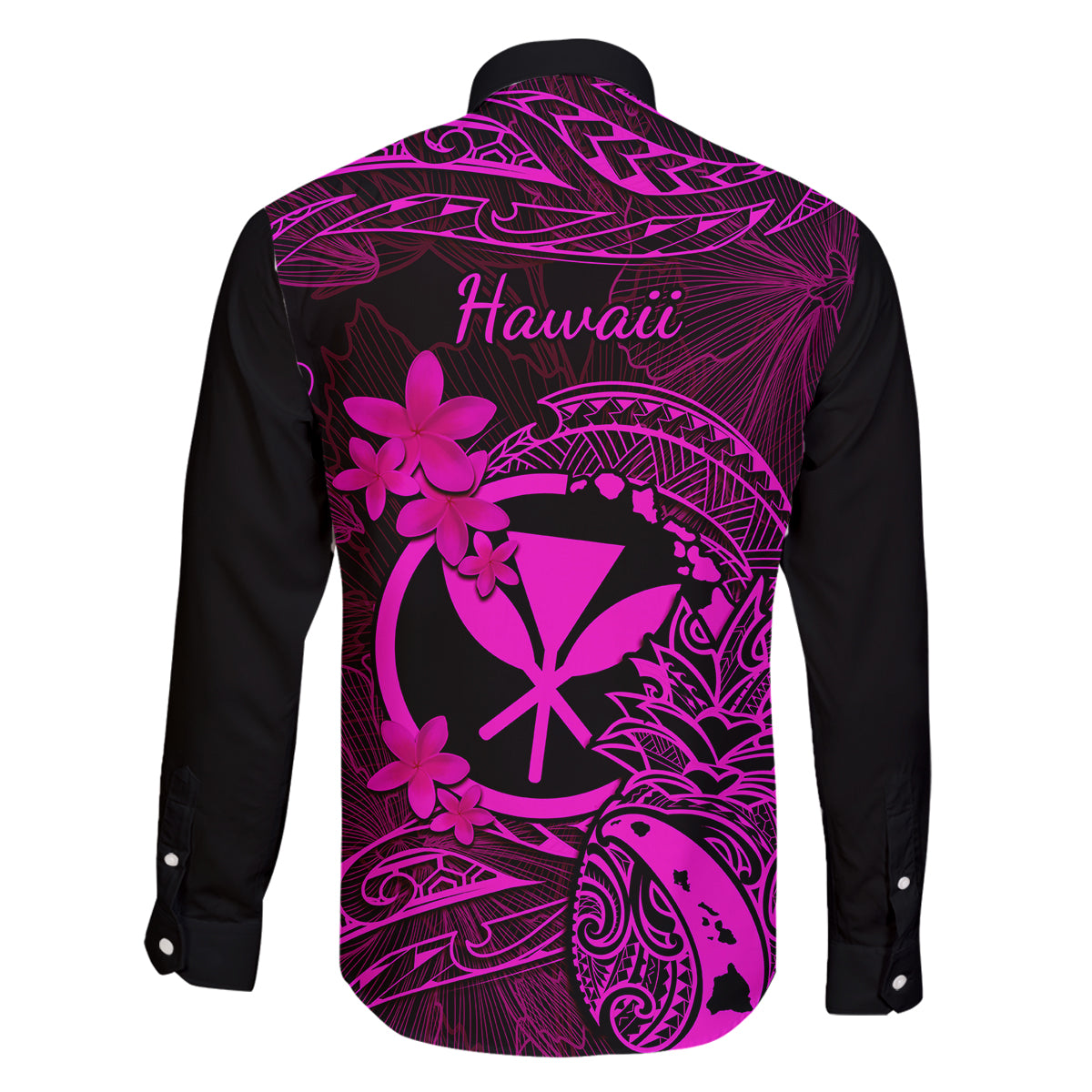 Hawaii Family Matching Short Sleeve Bodycon Dress and Hawaiian Shirt Pineapple Mix Polynesian Plumeria Pink Version - Wonder Print Shop