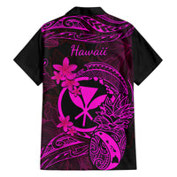 Hawaii Family Matching Tank Maxi Dress and Hawaiian Shirt Pineapple Mix Polynesian Plumeria Pink Version - Wonder Print Shop