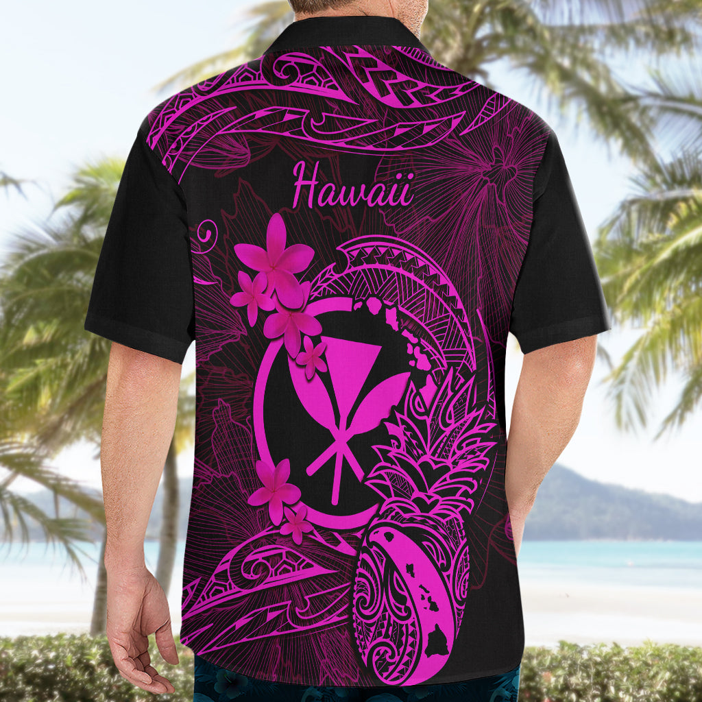 Hawaii Hawaiian Shirt Pineapple Mix Polynesian Plumeria Pink Version - Wonder Print Shop
