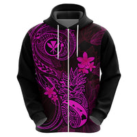 Hawaii Hoodie Pineapple Mix Polynesian Plumeria Pink Version - Wonder Print Shop