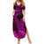 Hawaii Summer Maxi Dress Pineapple Mix Polynesian Plumeria Pink Version - Wonder Print Shop
