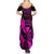 Hawaii Summer Maxi Dress Pineapple Mix Polynesian Plumeria Pink Version - Wonder Print Shop