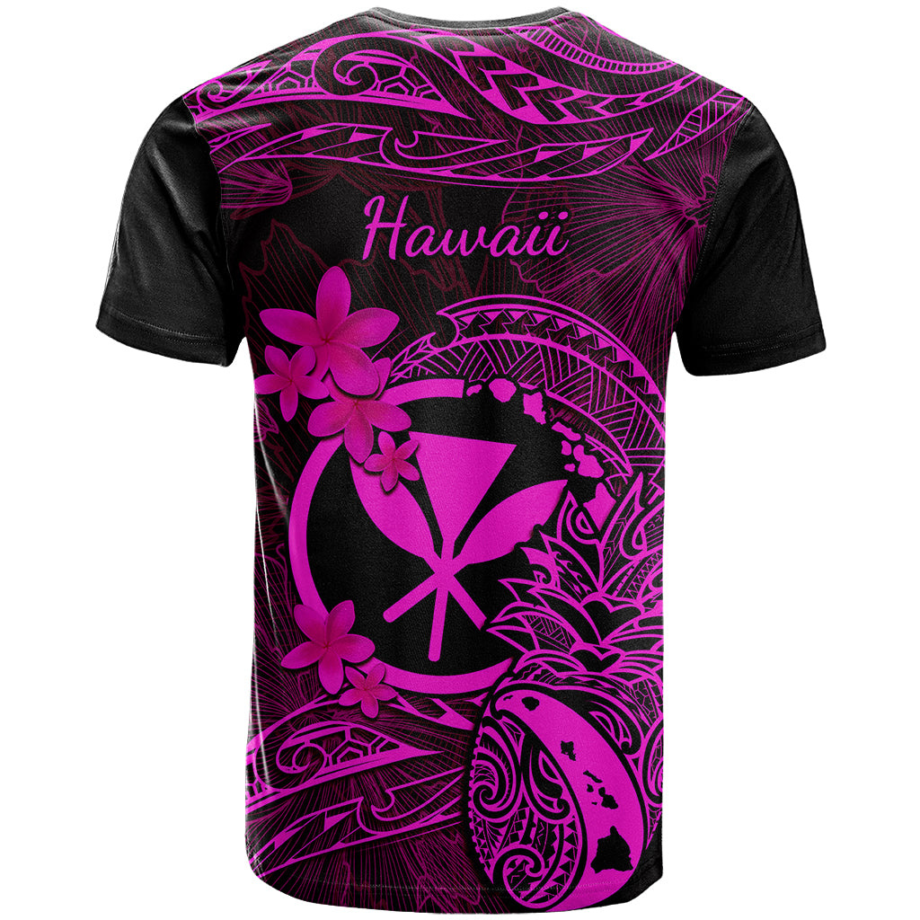 Hawaii T Shirt Pineapple Mix Polynesian Plumeria Pink Version - Wonder Print Shop