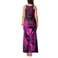 Hawaii Tank Maxi Dress Pineapple Mix Polynesian Plumeria Pink Version - Wonder Print Shop