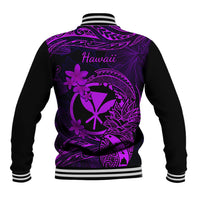 Hawaii Baseball Jacket Pineapple Mix Polynesian Plumeria Purple Version - Wonder Print Shop